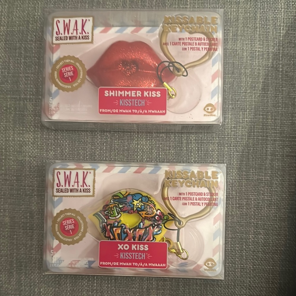 SWAK Shimmer Kiss and XO Kiss Keychains